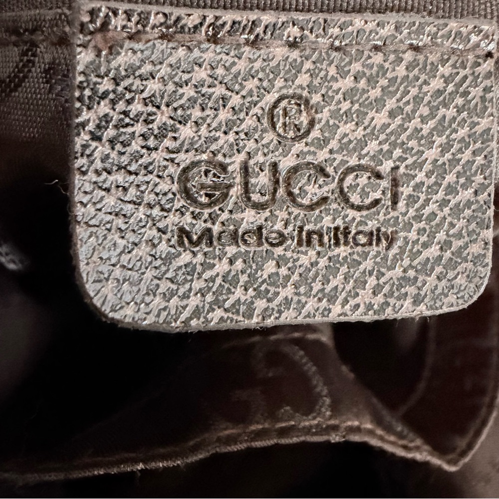 Gucci Vintage Monogrammed Brown & Beige Canvas Shoulder Large Bag - Picture 6 of 8